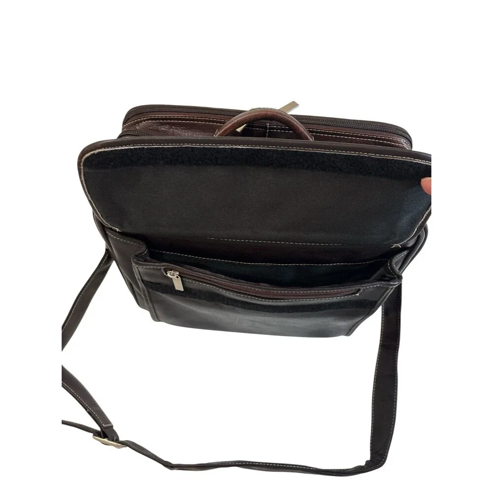 LATICO Travel Brown Leather Briefcase Laptop Portable Adjustable Shoulder Strap